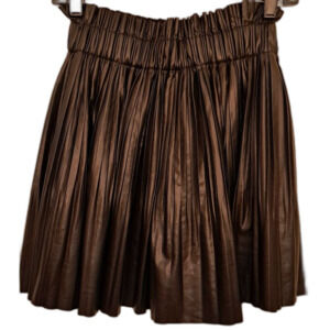 ZARA Faux Leather Pleated Black Short‎ Skirt Size Small